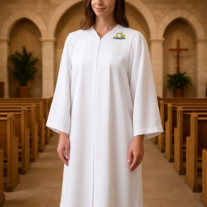 Christianartworkshop Robe cléricale blanche Colombe du Saint-Esprit : Embrassez la pureté et la paix divine - image 0