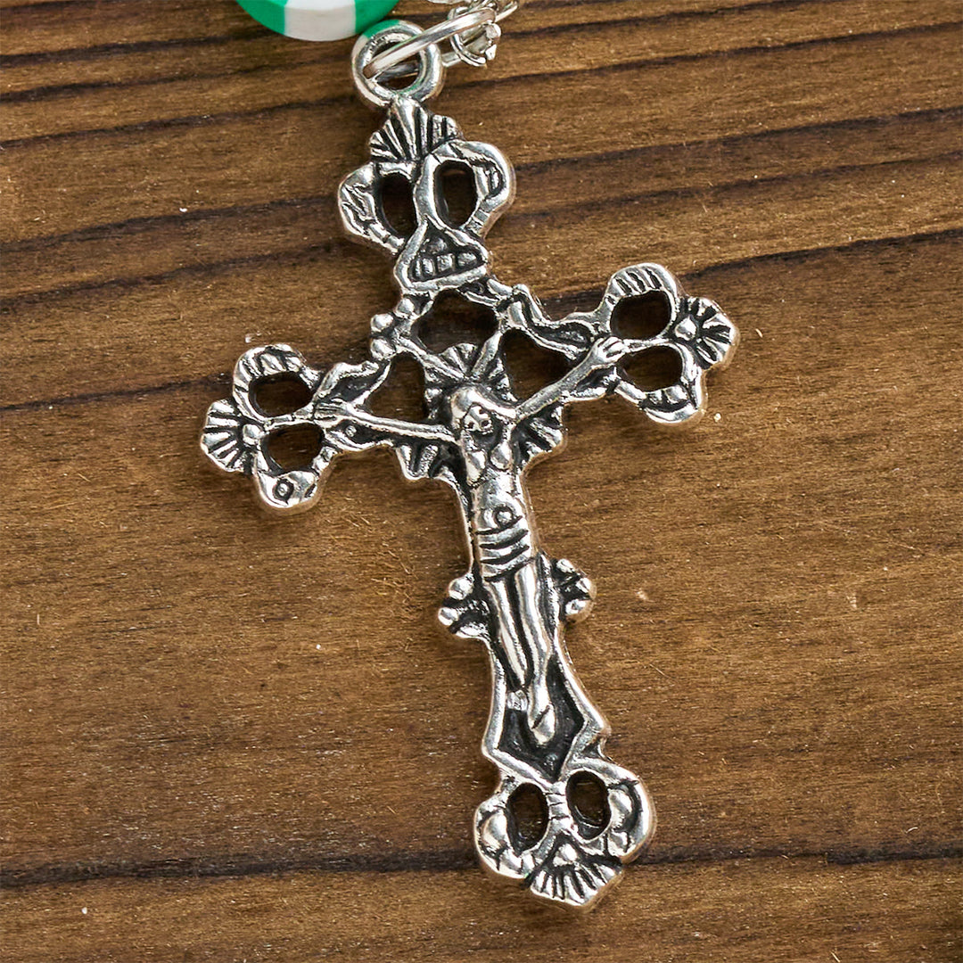 Christianartworkshop Chapelet de Noël festif : perles rouges et vertes, formes de bonbons et crucifix - image 8