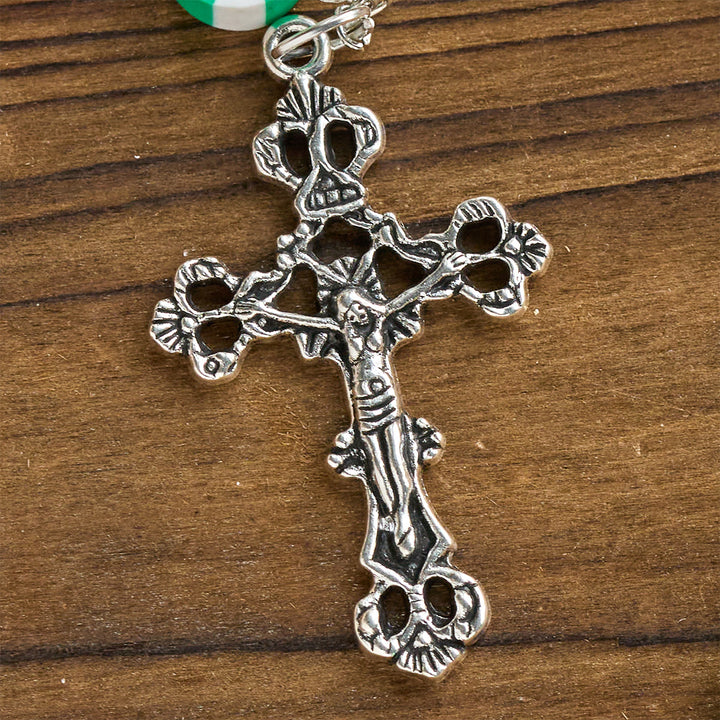 Christianartworkshop Chapelet de Noël festif : perles rouges et vertes, formes de bonbons et crucifix - image 8