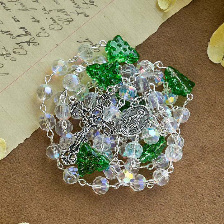 Christianartworkshop Chapelet de la Foi Festive : Perles translucides irisées et décorations en forme de sapin de Noël - image 7