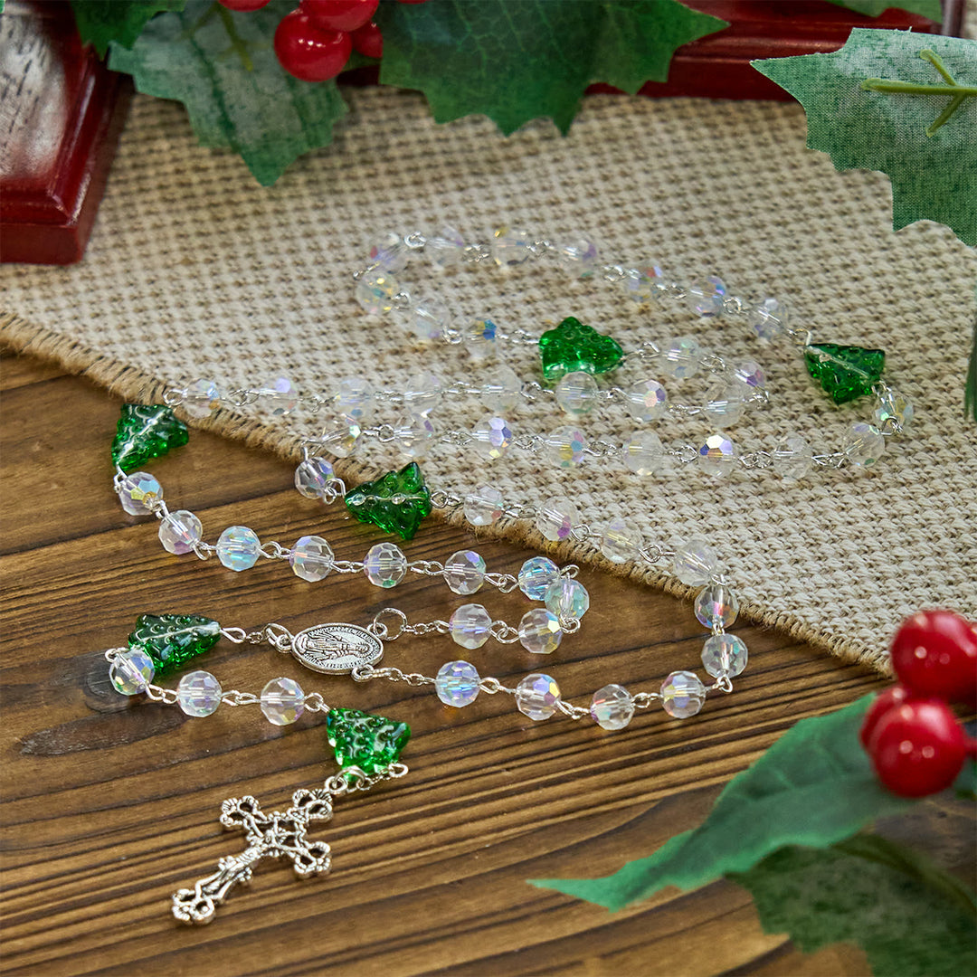 Christianartworkshop Chapelet de la Foi Festive : Perles translucides irisées et décorations en forme de sapin de Noël - image 5
