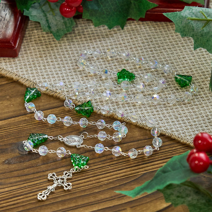 Christianartworkshop Chapelet de la Foi Festive : Perles translucides irisées et décorations en forme de sapin de Noël - image 5