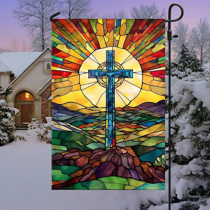 Christianartworkshop Drapeau de jardin Croix teintée : Décoration religieuse vibrante - image 2