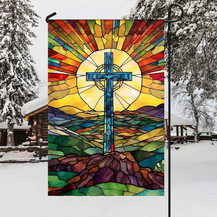 Christianartworkshop Drapeau de jardin Croix teintée : Décoration religieuse vibrante - image 3
