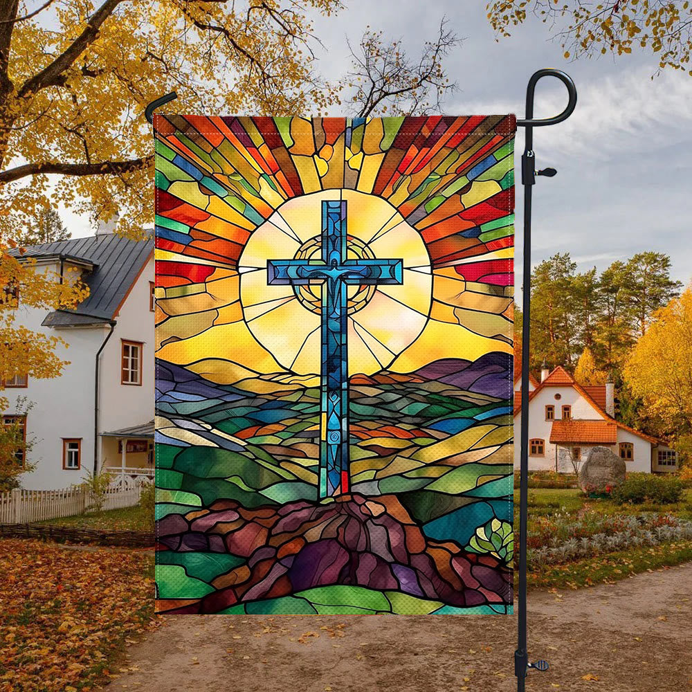 Christianartworkshop Drapeau de jardin Croix teintée : Décoration religieuse vibrante - image 4