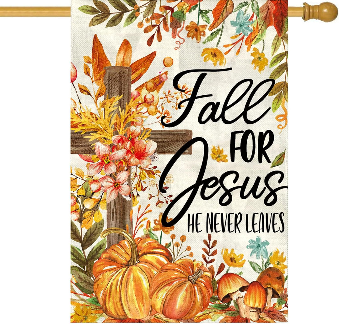 Christianartworkshop Drapeau de jardin d'automne « Fall for Jesus » avec cardinaux rouges et citrouilles - image 13