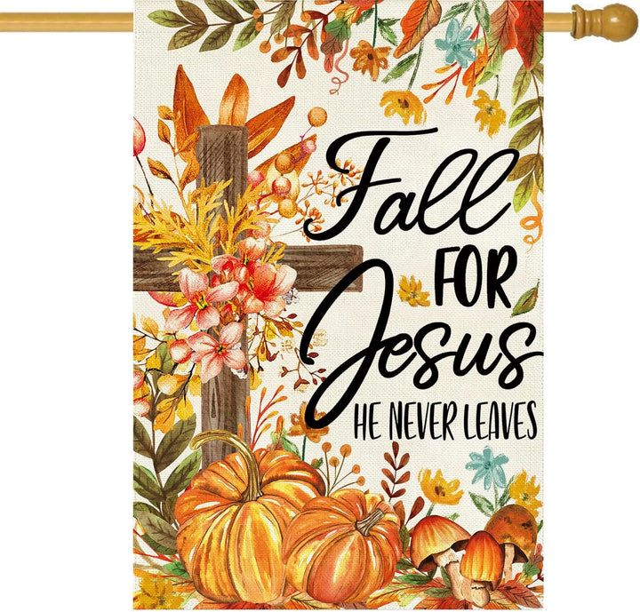 Christianartworkshop Drapeau de jardin d'automne « Fall for Jesus » avec cardinaux rouges et citrouilles - image 13