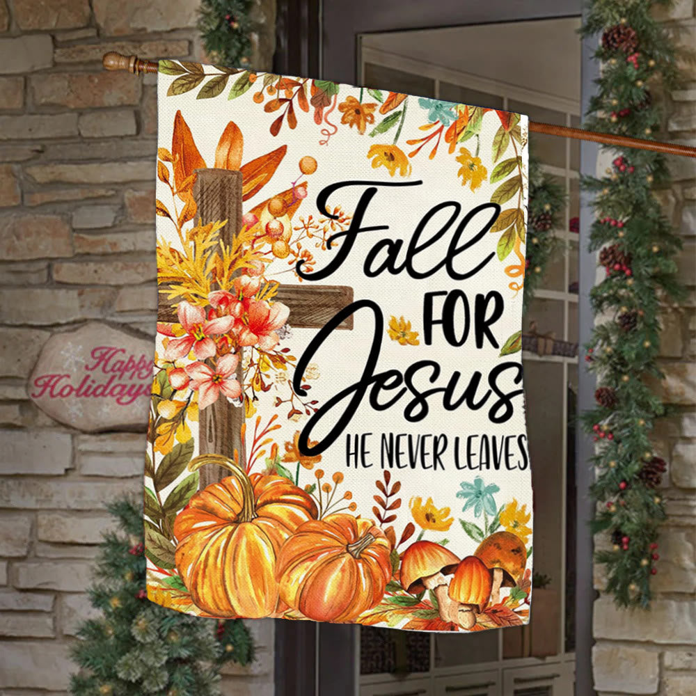 Christianartworkshop Drapeau de jardin d'automne « Fall for Jesus » avec cardinaux rouges et citrouilles - Style B - 90×150cm (3×5 pi) - image 7