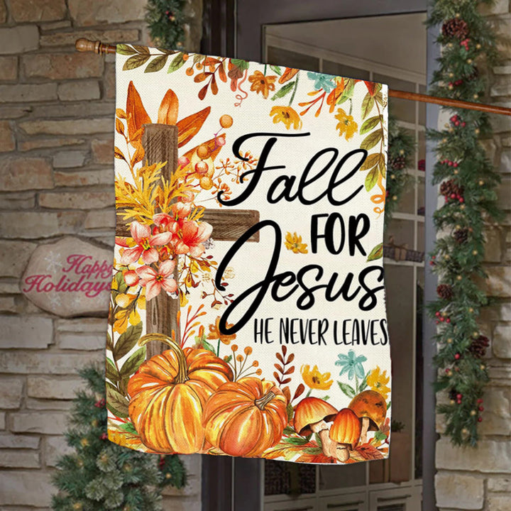 Christianartworkshop Drapeau de jardin d'automne « Fall for Jesus » avec cardinaux rouges et citrouilles - Style B - 90×150cm (3×5 pi) - image 7