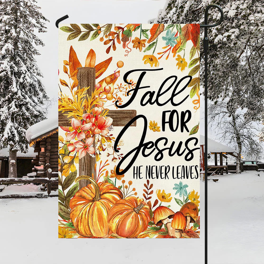 Christianartworkshop Drapeau de jardin d'automne « Fall for Jesus » avec cardinaux rouges et citrouilles - image 10