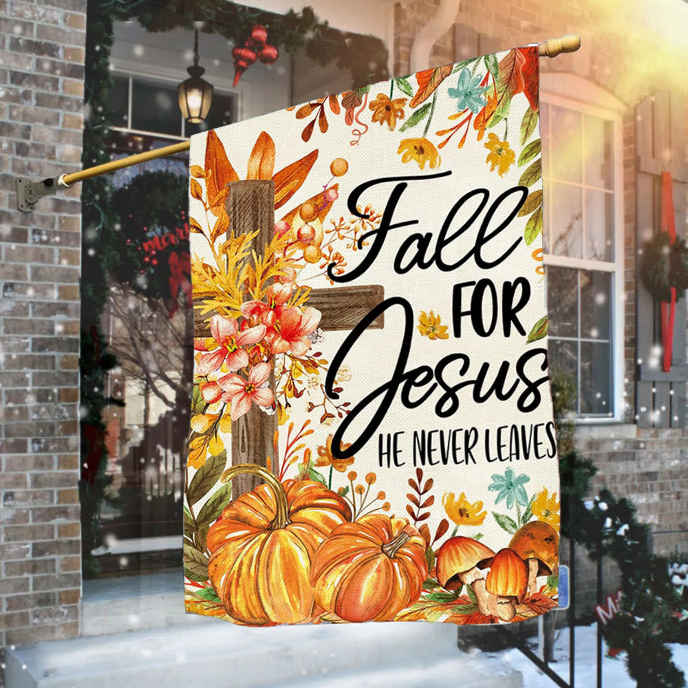 Christianartworkshop Drapeau de jardin d'automne « Fall for Jesus » avec cardinaux rouges et citrouilles - image 8