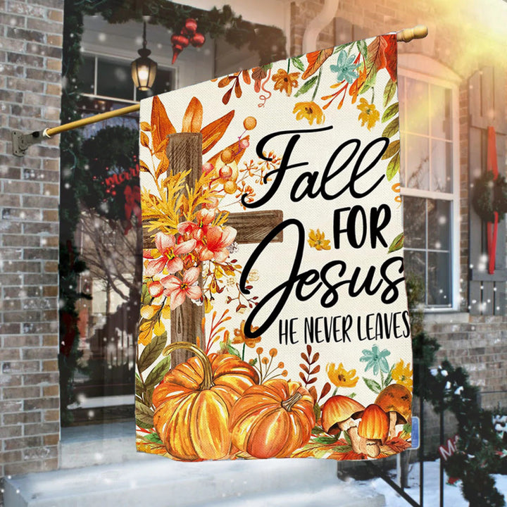 Christianartworkshop Drapeau de jardin d'automne « Fall for Jesus » avec cardinaux rouges et citrouilles - image 8
