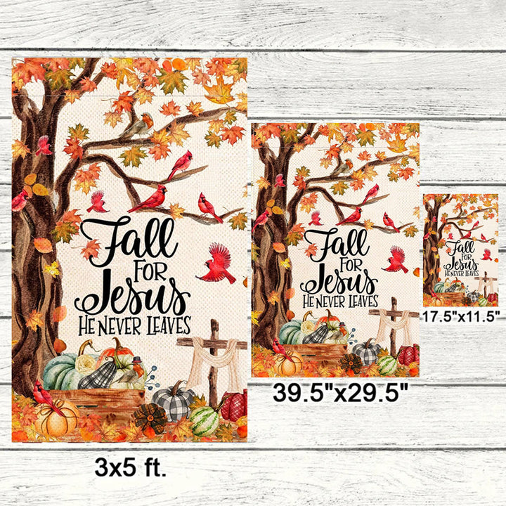 Christianartworkshop Drapeau de jardin d'automne « Fall for Jesus » avec cardinaux rouges et citrouilles - image 5