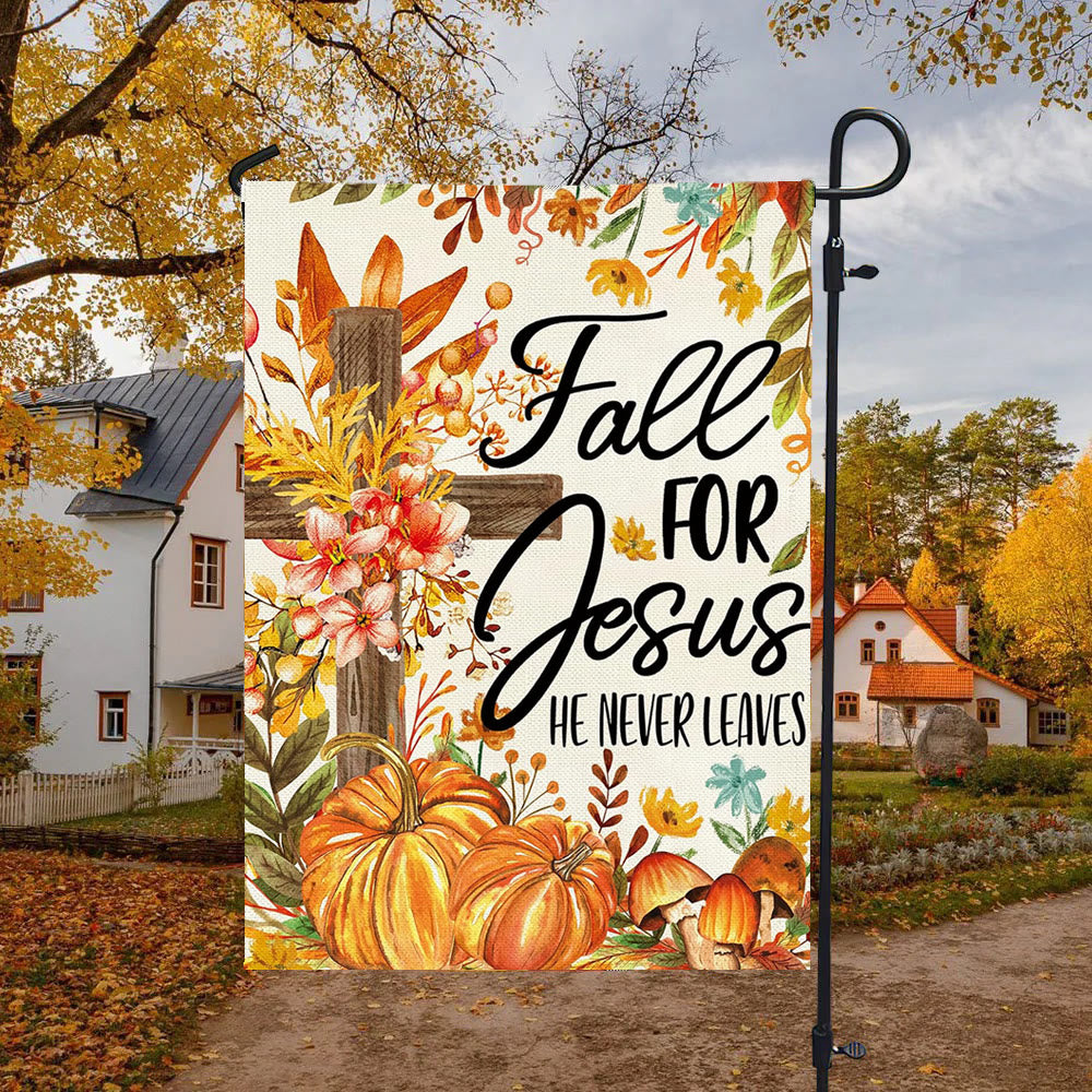 Christianartworkshop Drapeau de jardin d'automne « Fall for Jesus » avec cardinaux rouges et citrouilles - image 11