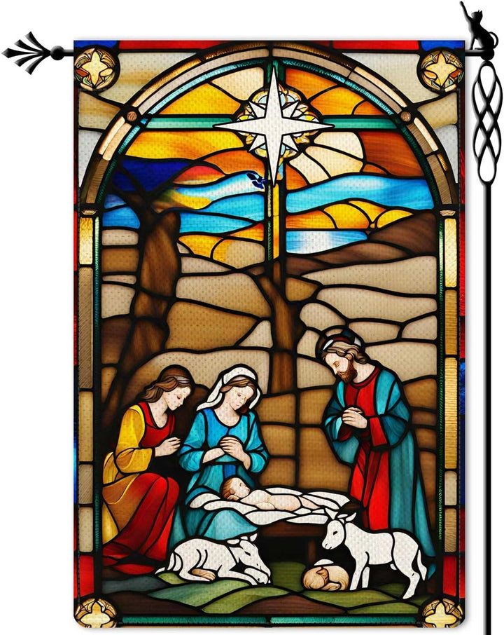 Christianartworkshop Drapeau de crèche Sainte Famille : Teinté - Décoration de Noël - image 6