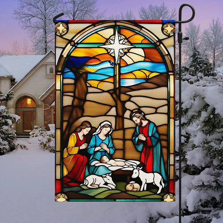 Christianartworkshop Drapeau de crèche Sainte Famille : Teinté - Décoration de Noël - image 2