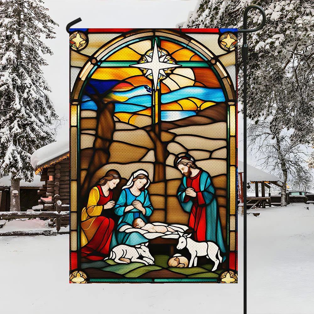Christianartworkshop Drapeau de crèche Sainte Famille : Teinté - Décoration de Noël - image 3