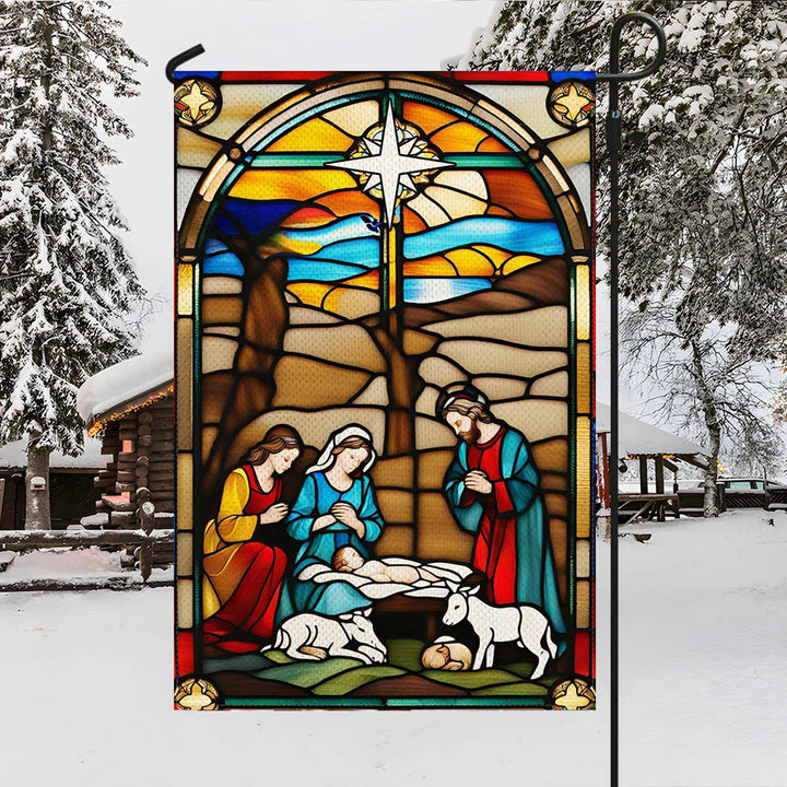 Christianartworkshop Drapeau de crèche Sainte Famille : Teinté - Décoration de Noël - image 3