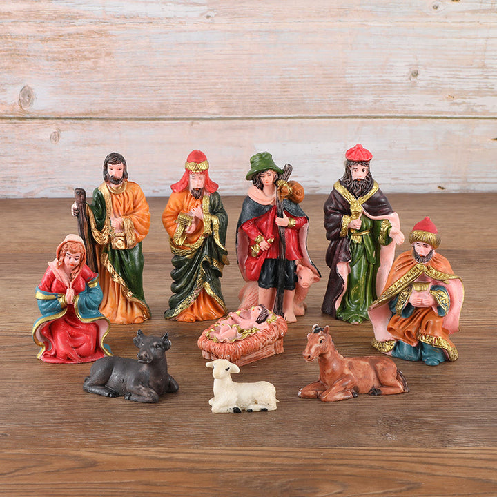 Christianartworkshop Ensemble complet de 10 décorations de bureau représentant une crèche de Noël - Lot de 10 - image 0