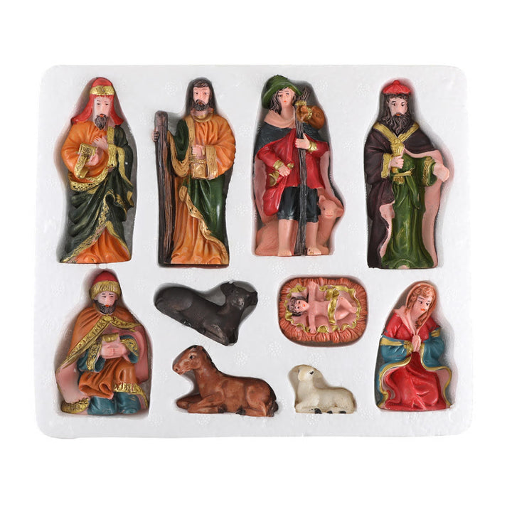 Christianartworkshop Ensemble complet de 10 décorations de bureau représentant une crèche de Noël - image 6
