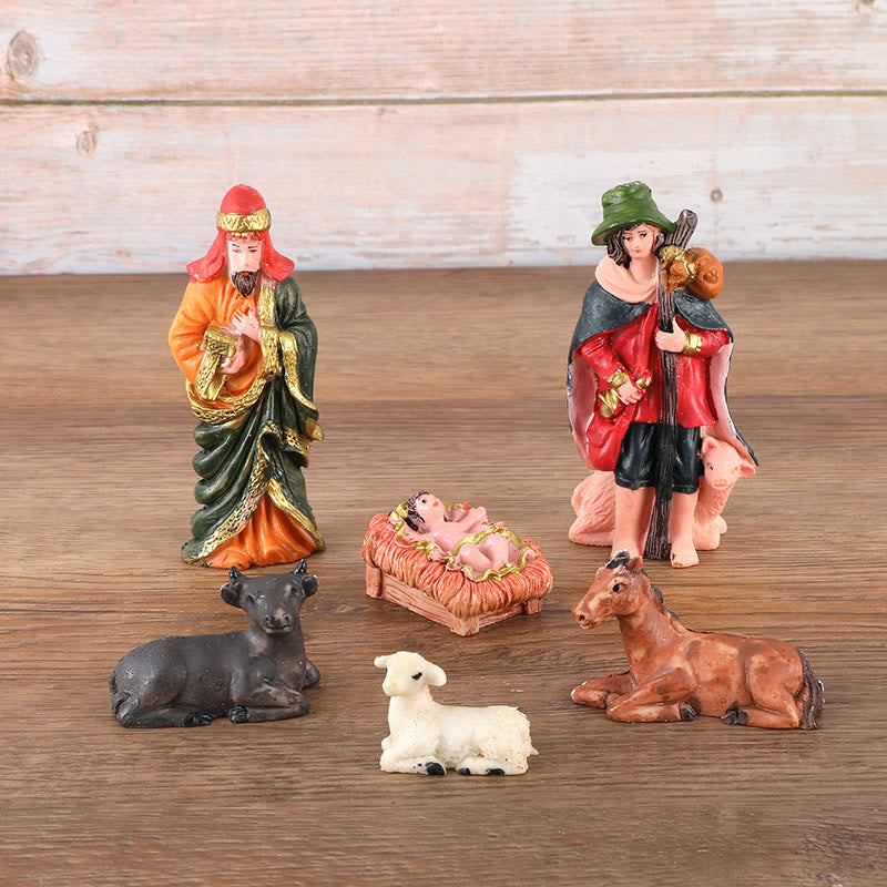 Christianartworkshop Ensemble complet de 10 décorations de bureau représentant une crèche de Noël - image 1