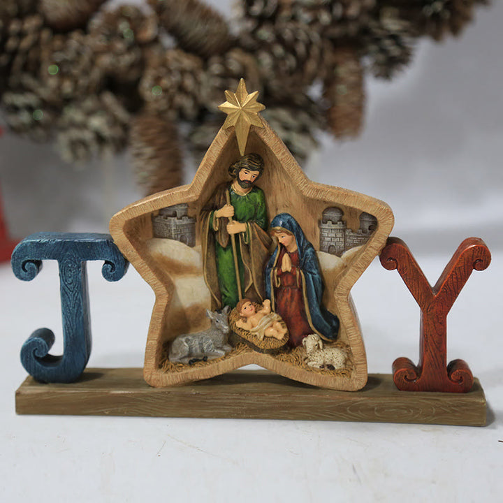 Christianartworkshop Crèche de bureau Sainte Famille Étoile et Ange pour célébrer Noël - image 3