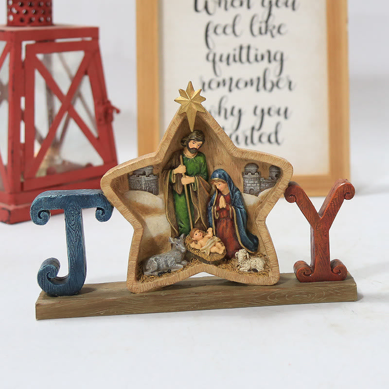 Christianartworkshop Crèche de bureau Sainte Famille Étoile et Ange pour célébrer Noël - image 4