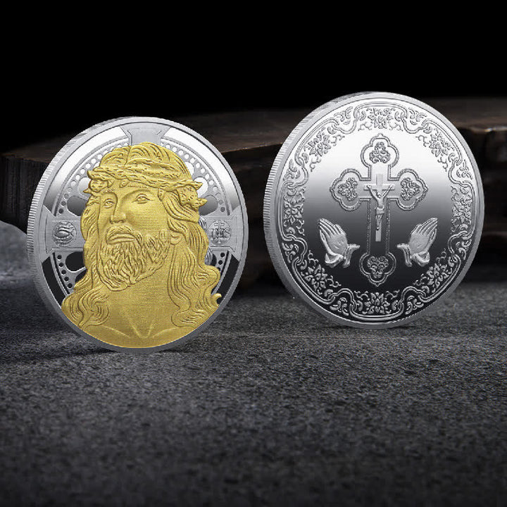 Christianartworkshop Pièce de monnaie de style classique représentant la couronne d'épines de Jésus, symbole de protection et de renforcement des liens. - Couronne d'épines - image 0