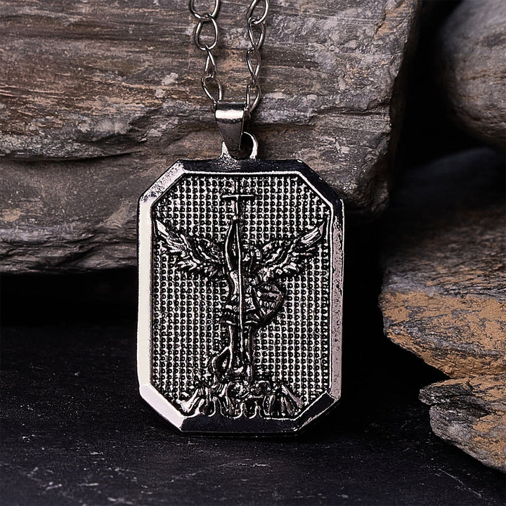 Christianartworkshop Collier Saint Michel Archange Guerrier de la Foi : Force dans chaque bataille - Argent - image 0