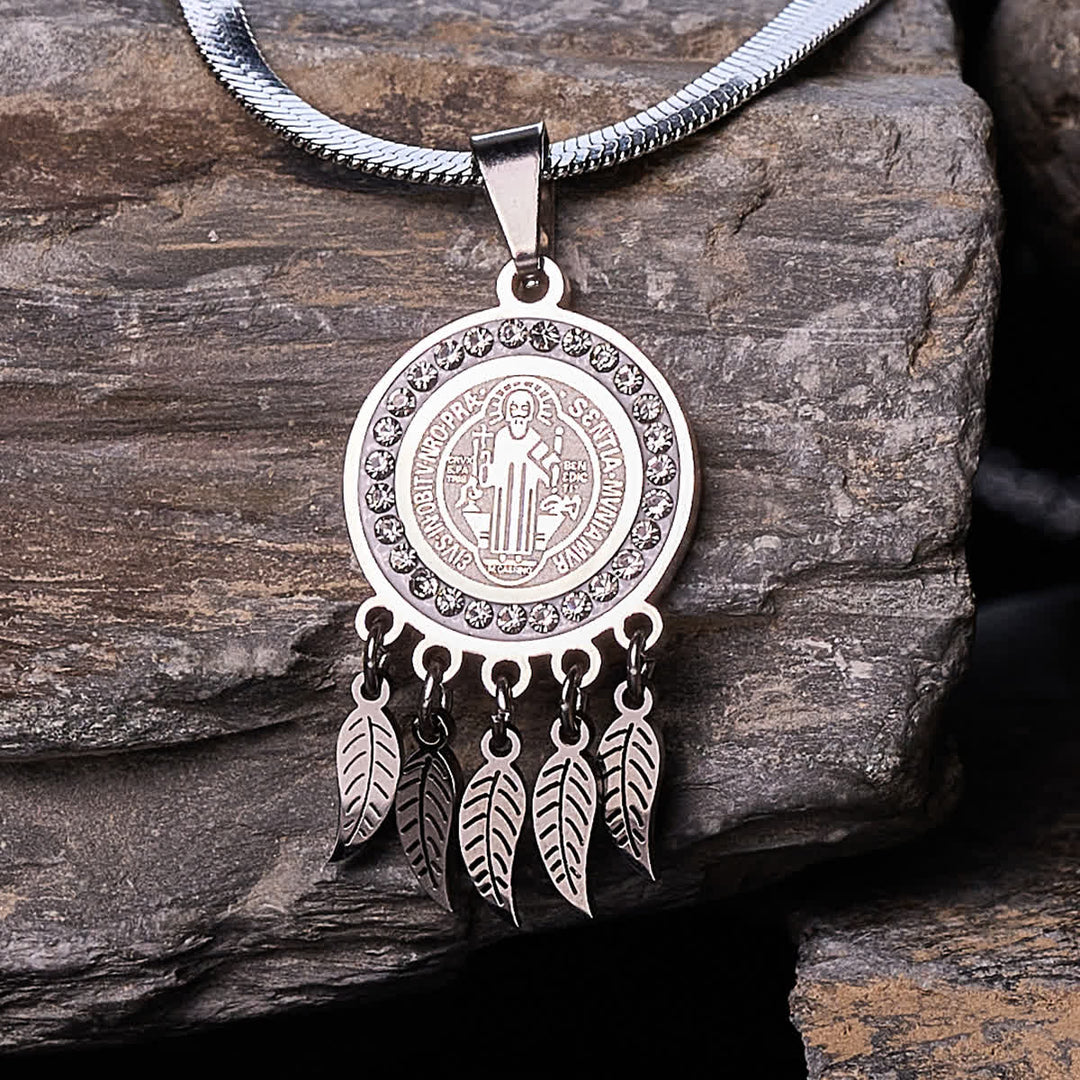 Christianartworkshop Collier pendentif icône de sainte : Bijou artistique orné de zircons - Argent - image 0