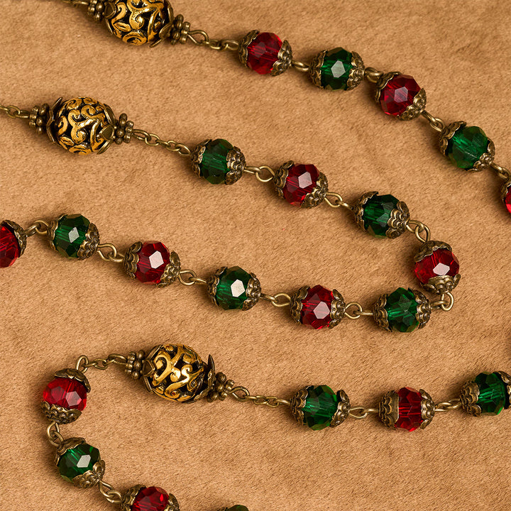 Christianartworkshop Chapelet festif rouge et vert « Joie de Noël » avec la Vierge Marie - image 7