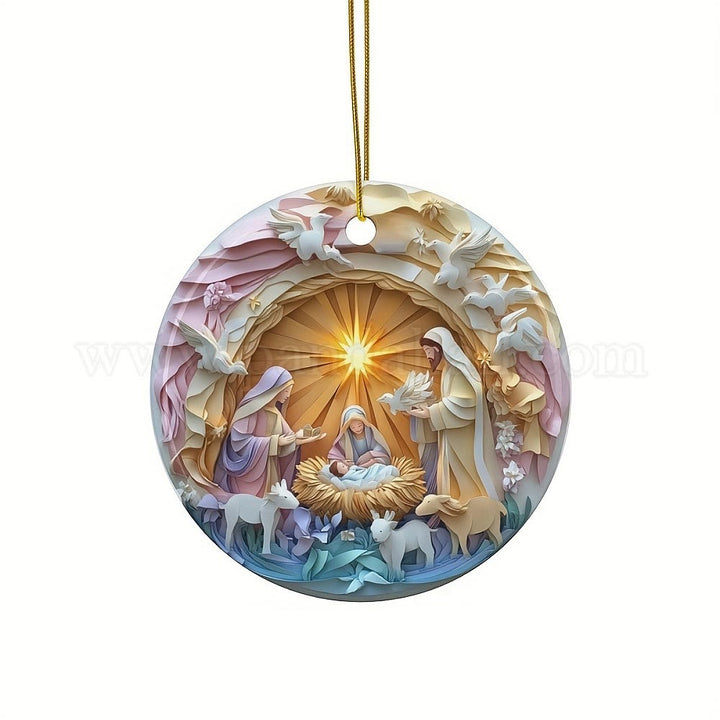 Christianartworkshop Décorations de Noël suspendues représentant une scène de la Nativité aux tons pastel - image 3