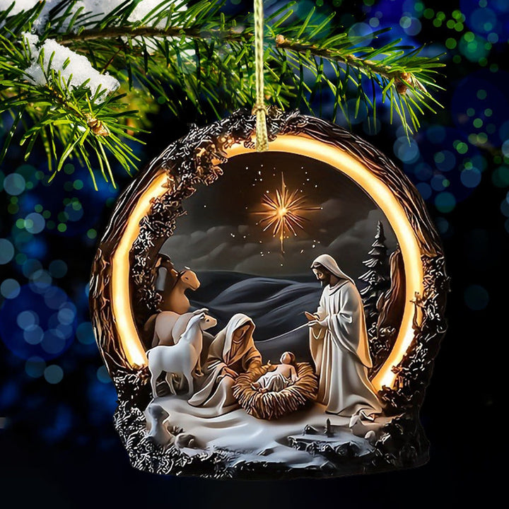 Christianartworkshop Décorations suspendues lumineuses représentant une scène de la Nativité - image 4
