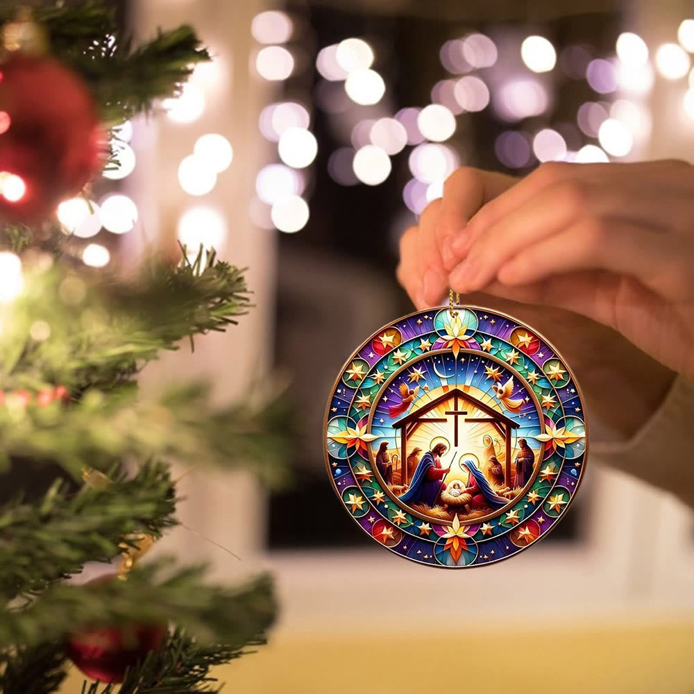Christianartworkshop Décorations de Noël suspendues représentant une crèche aux couleurs vives et des anges - Céramique - image 1