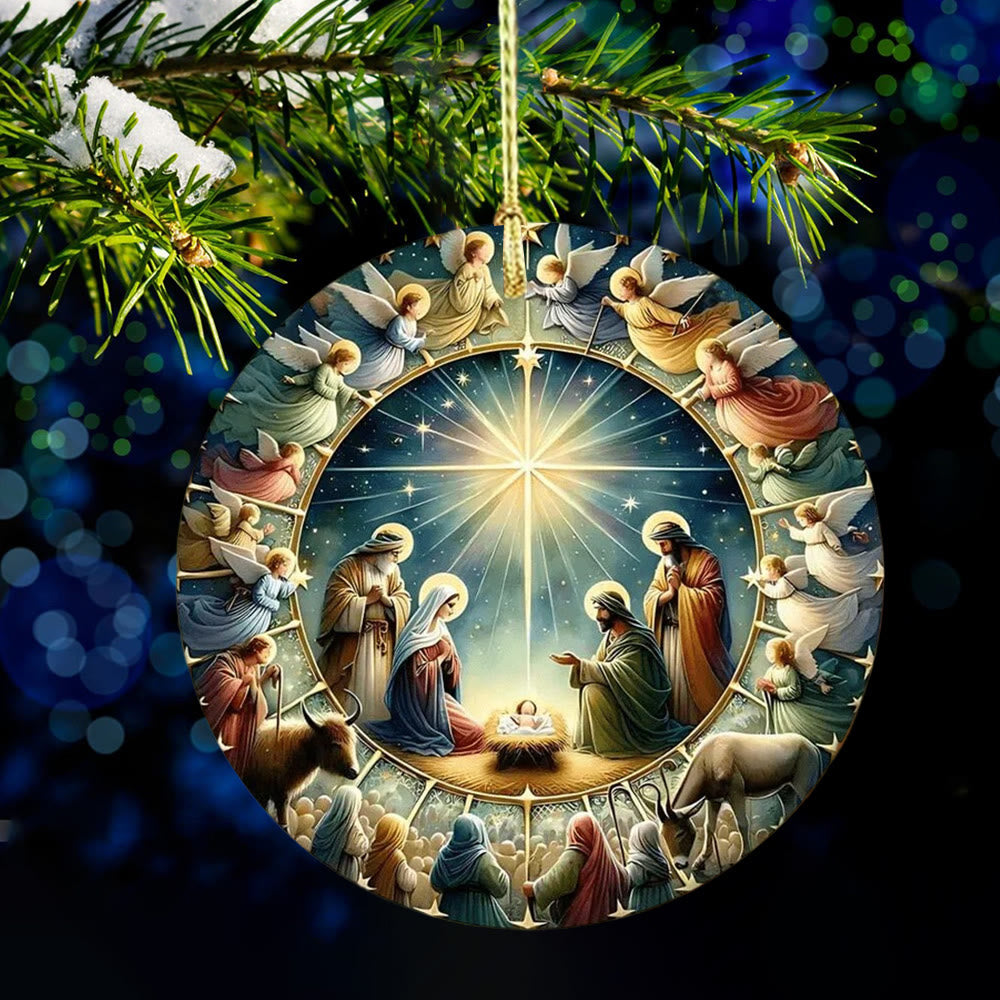 Christianartworkshop Crèche de Noël à plusieurs personnages avec anges - Décorations suspendues - image 3