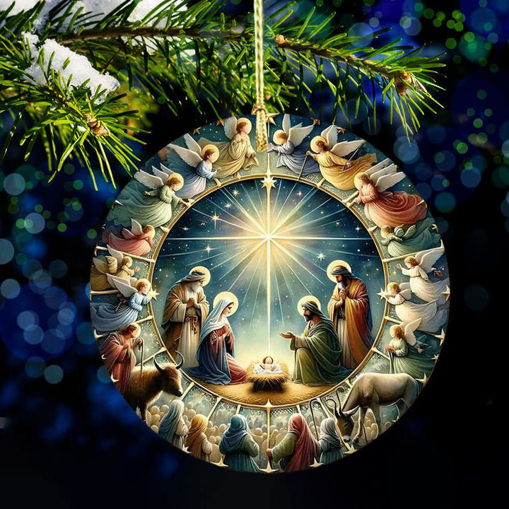 Christianartworkshop Crèche de Noël à plusieurs personnages avec anges - Décorations suspendues - image 3