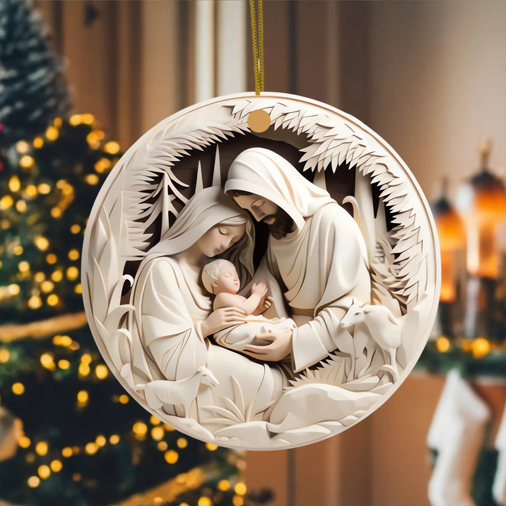 Christianartworkshop Crème sereine - Ornements suspendus de la Nativité de la Sainte Famille - image 4