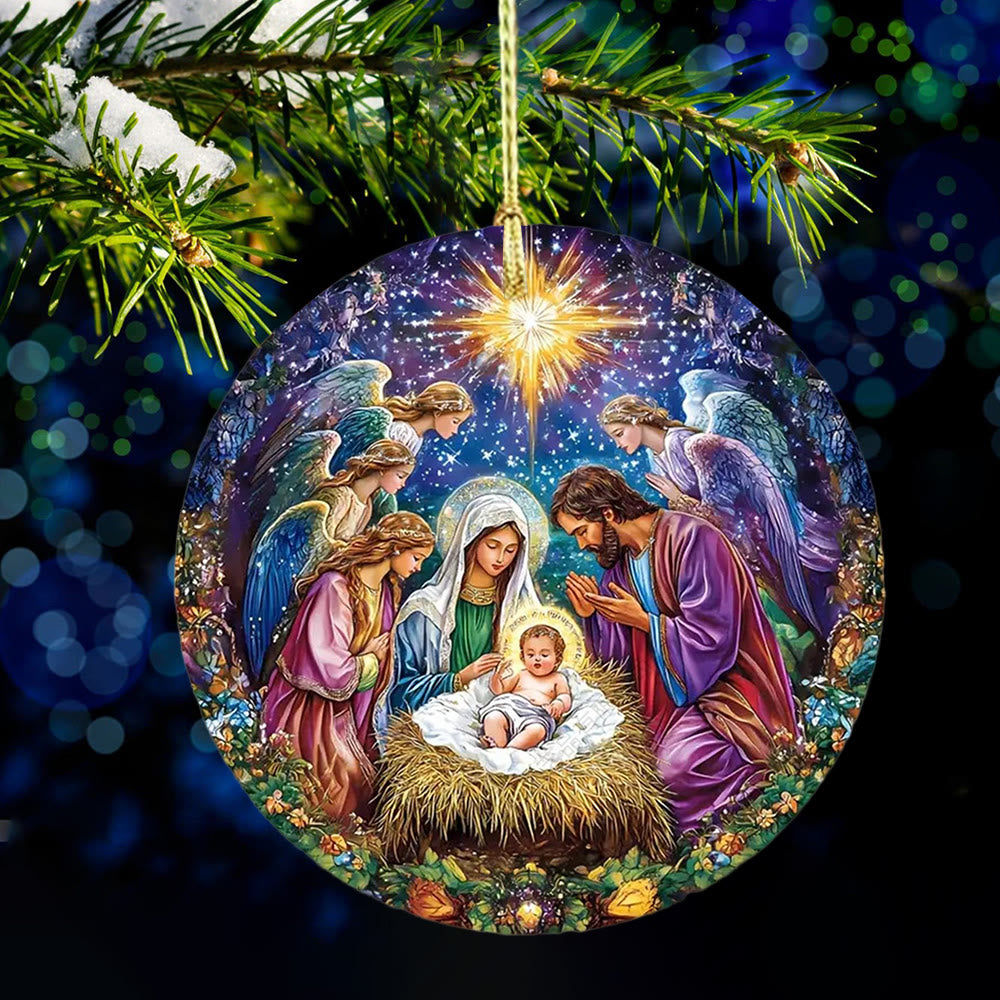 Christianartworkshop Ange festif et coloré - Décorations de Noël suspendues représentant la Nativité - Céramique - image 0
