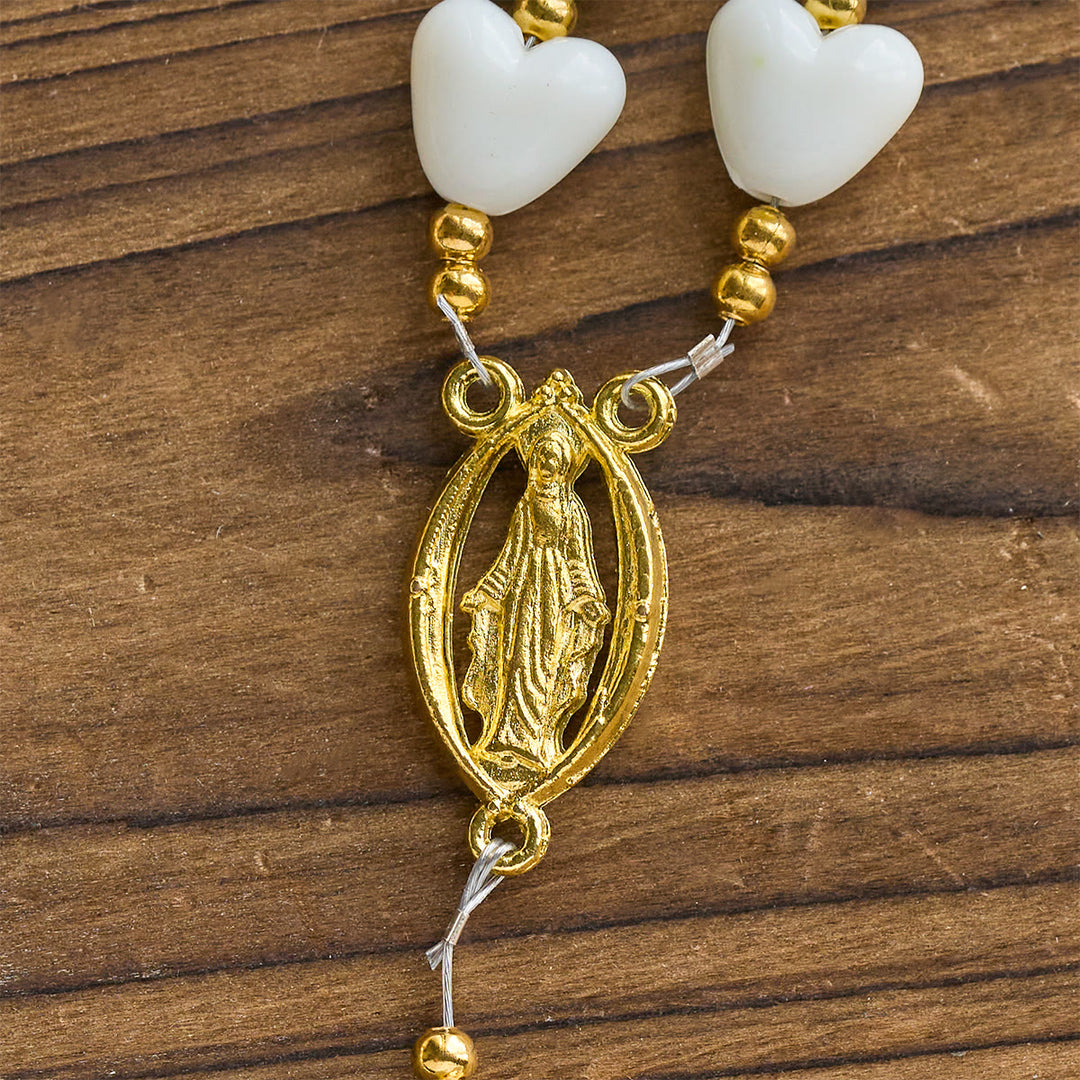 Christianartworkshop Chapelet lumineux en forme de cœur et de rose blanche (10 mm) : Douce protection de Marie - image 8