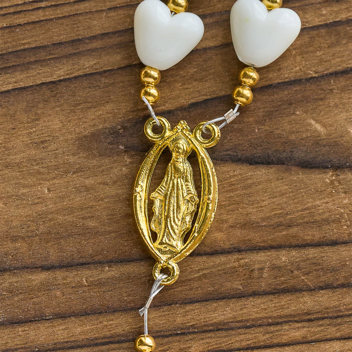 Christianartworkshop Chapelet lumineux en forme de cœur et de rose blanche (10 mm) : Douce protection de Marie - image 8
