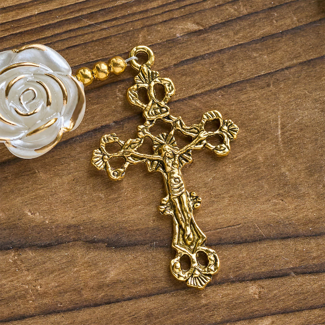 Christianartworkshop Chapelet lumineux en forme de cœur et de rose blanche (10 mm) : Douce protection de Marie - image 7