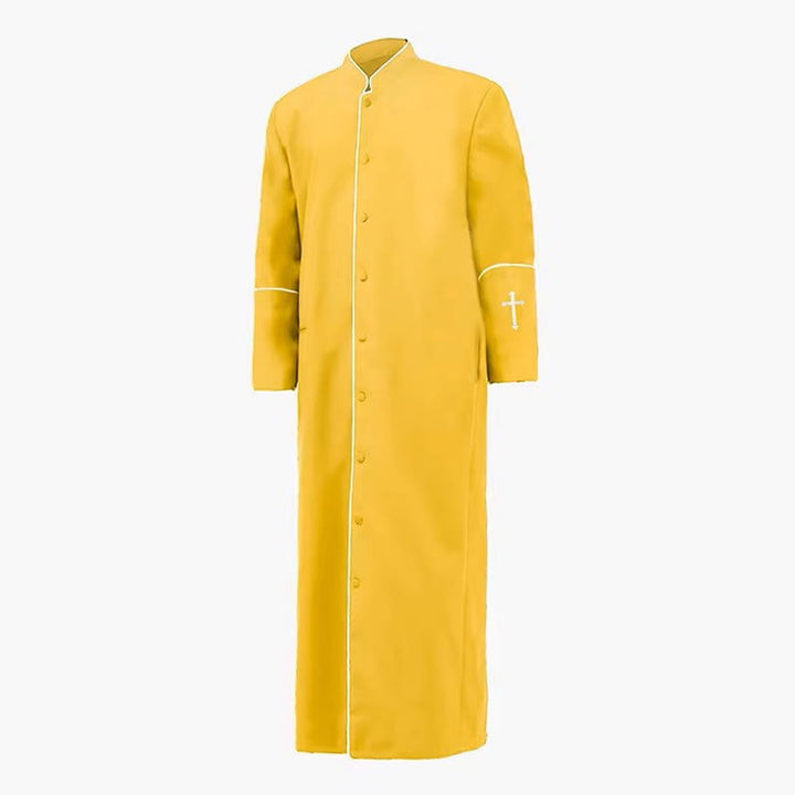 Christianartworkshop Robe de clergé noire de style médiéval, couleurs assorties et détails de croix - Jaune - 3XL - image 9