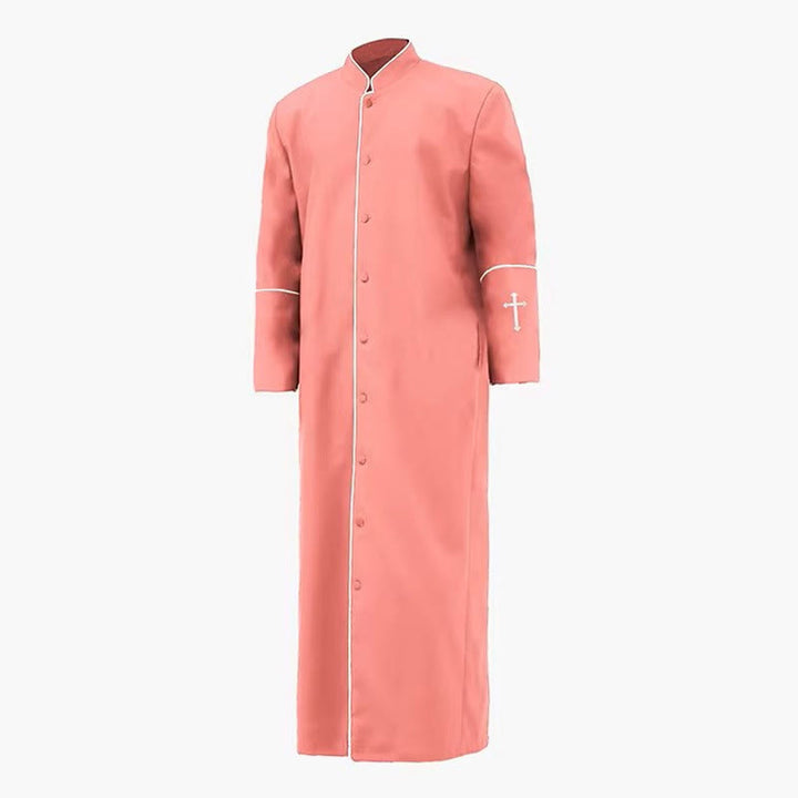 Christianartworkshop Robe de clergé noire de style médiéval, couleurs assorties et détails de croix - Rose - 3XL - image 14