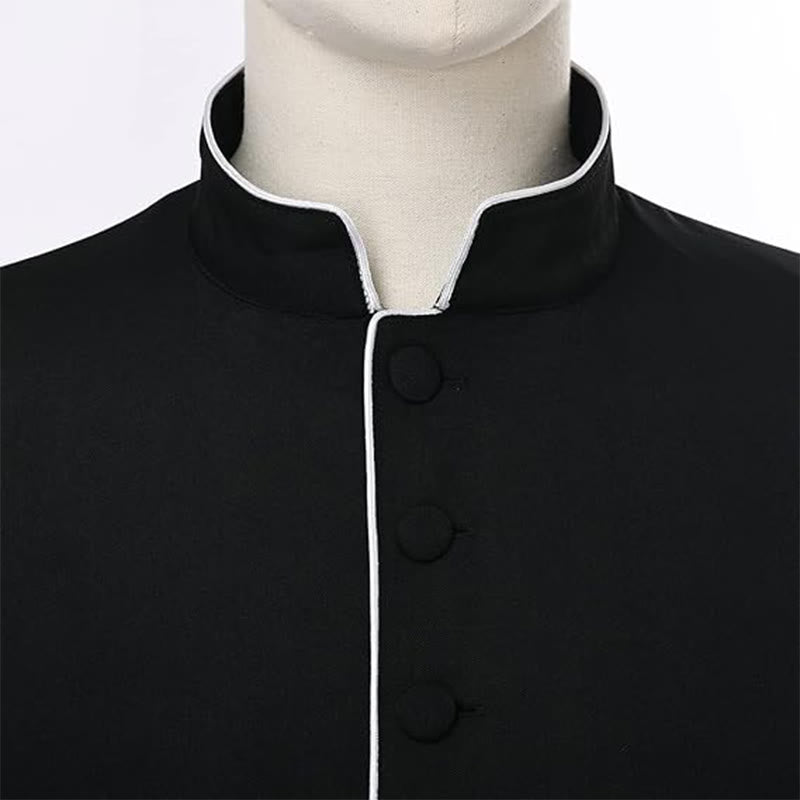 Christianartworkshop Robe de clergé noire de style médiéval, couleurs assorties et détails de croix - image 4