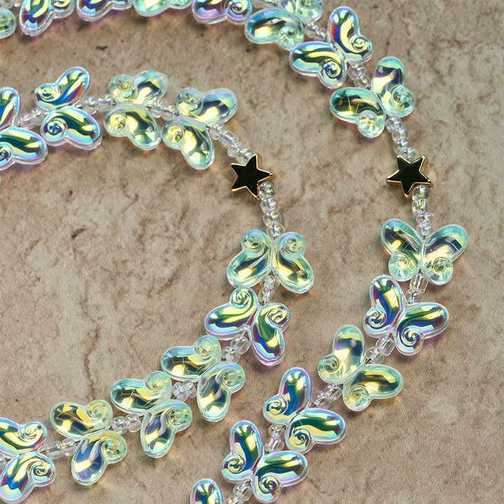 Christianartworkshop Papillon vert scintillant sous un ciel étoilé, avec chapelet animal à médaille miraculeuse - image 5