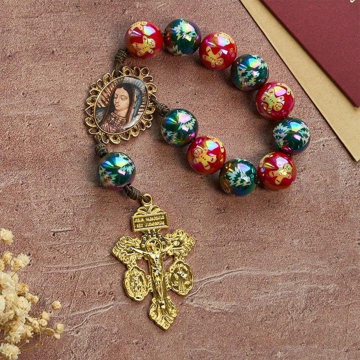 Christianartworkshop Cadeau de Noël : Chapelet de poche rouge et vert pour la dévotion de Noël : Priez partout, à tout moment - image 8