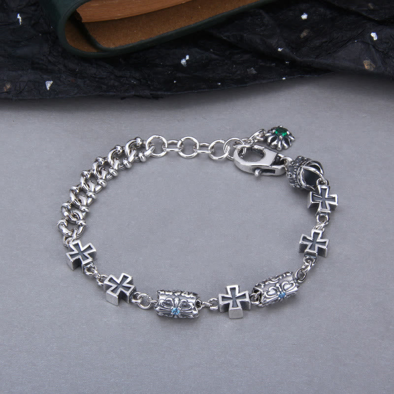Bracelet croix classique en argent sterling 925 avec perles florales gothiques de Christianartworkshop - image 3