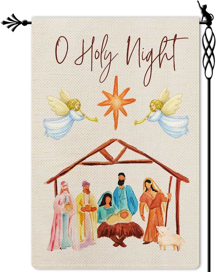 Christianartworkshop Anges jouant du cor Ô Sainte Nuit Drapeau de jardin de la Nativité - image 6