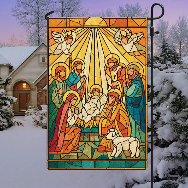 Christianartworkshop Drapeau de jardin de la Nativité aux couleurs éclatantes - Scène lumineuse de Noël et de foi - image 2