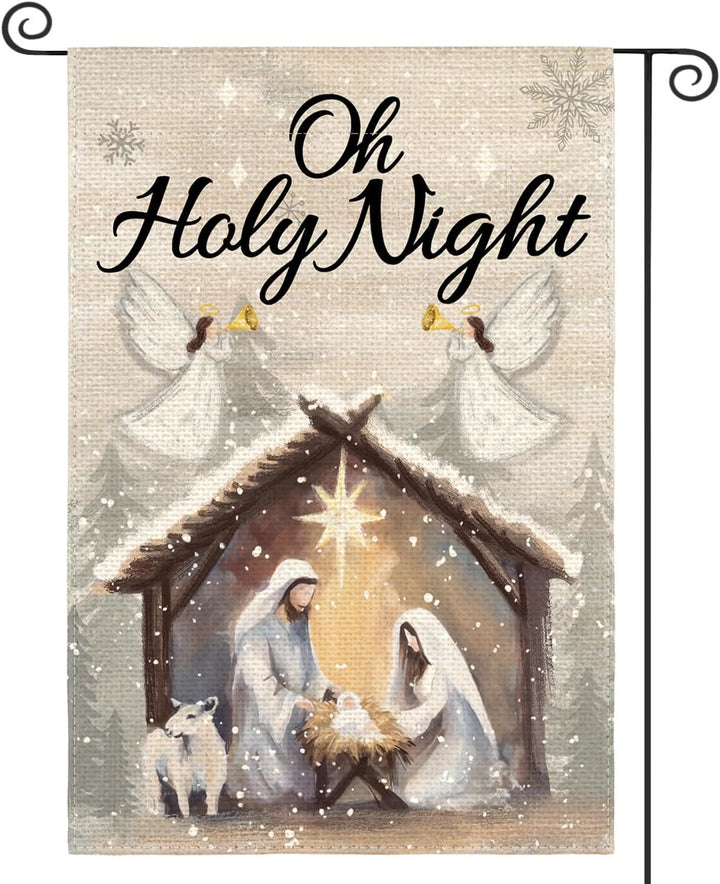 Christianartworkshop Crèche enneigée « Oh Holy Night » - Scène de Noël empreinte de foi - image 6